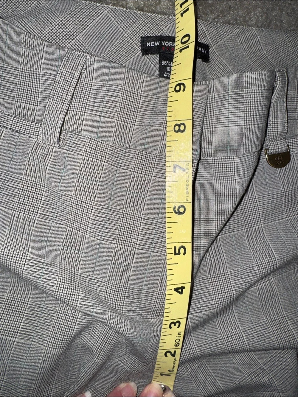 New York & Company Gray Plaid Flare Pants 4 Tall - Picture 9 of 11